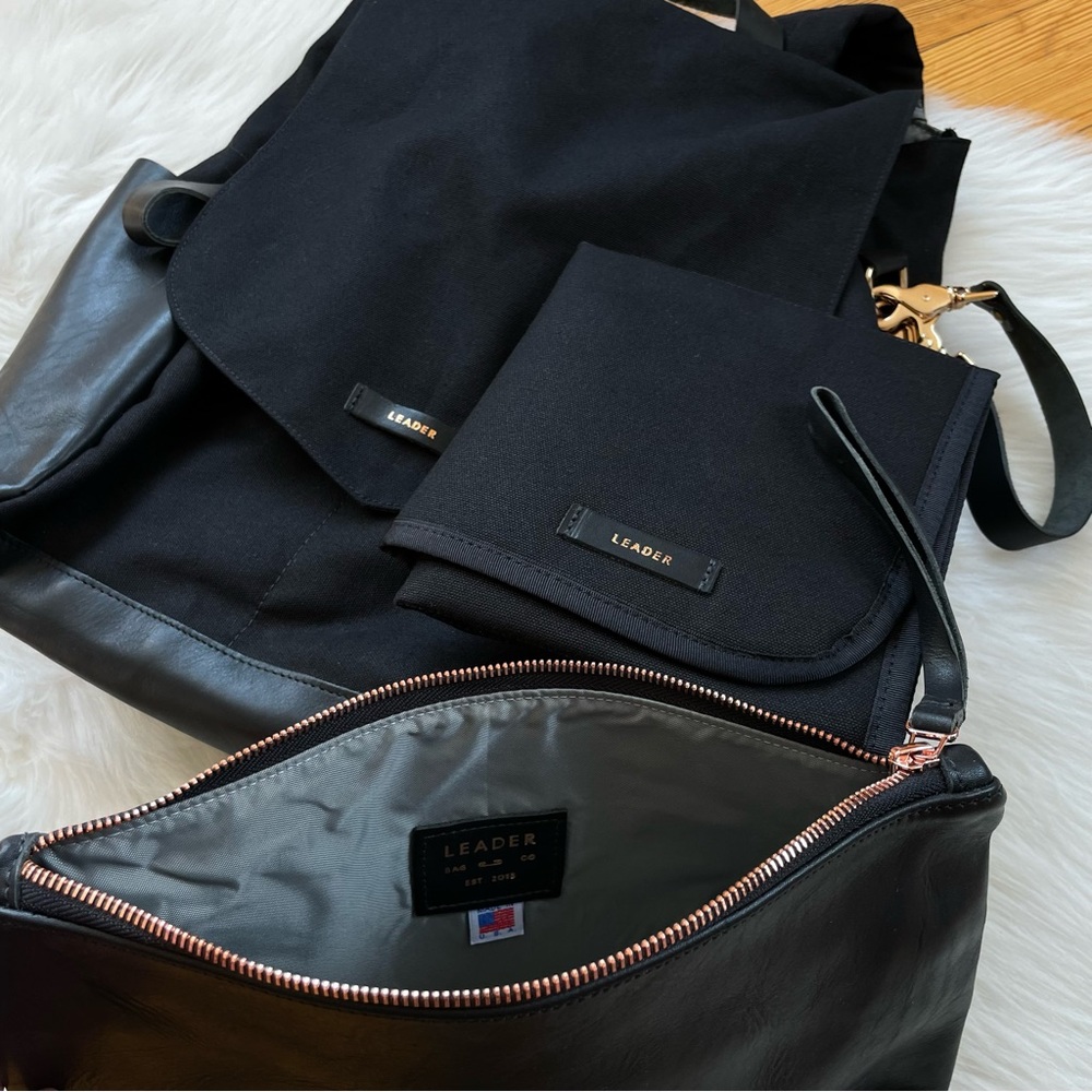 NEW Leader Bag Co leather and canvas backpack diaper bag - Picture 10 of 11